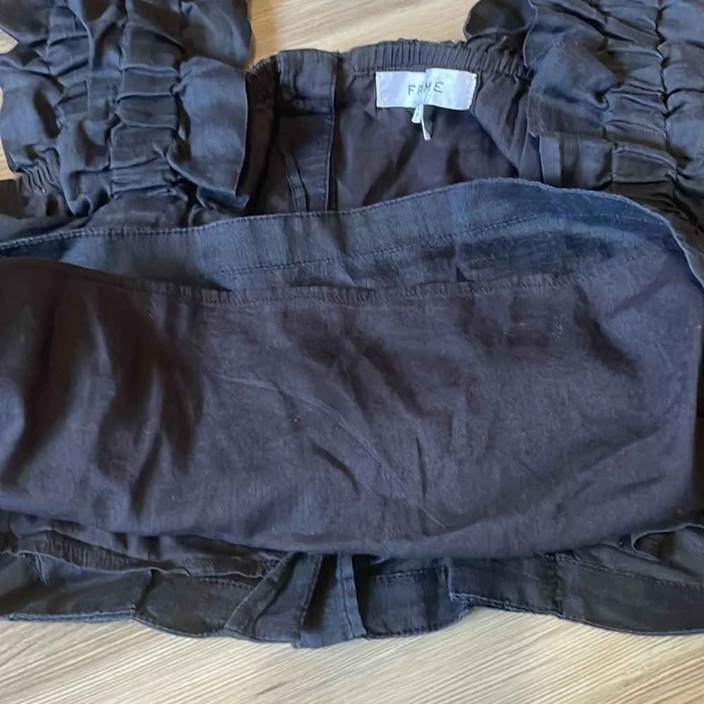 Frame Ruffle Strap Sleeveless Top Black womens XS Feminine Lightweight Lined - Picture 11 of 12